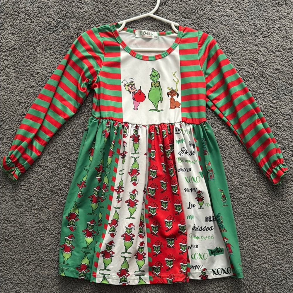 Green and Red Striped Kids Costume Dress